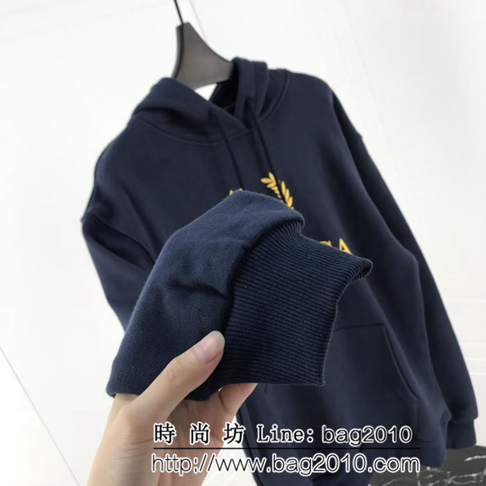 BALENCIAGA巴黎世家 18ss秋冬新款 金色麥穗連帽衛衣 定制韓國毛圈布 原版os寬鬆版型 藏藍色 高版本 男女同款 ydi2471